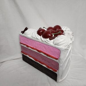 Large Stool Slice Of Cake With Cherries And Chocolate 14" Tall & 18" Long